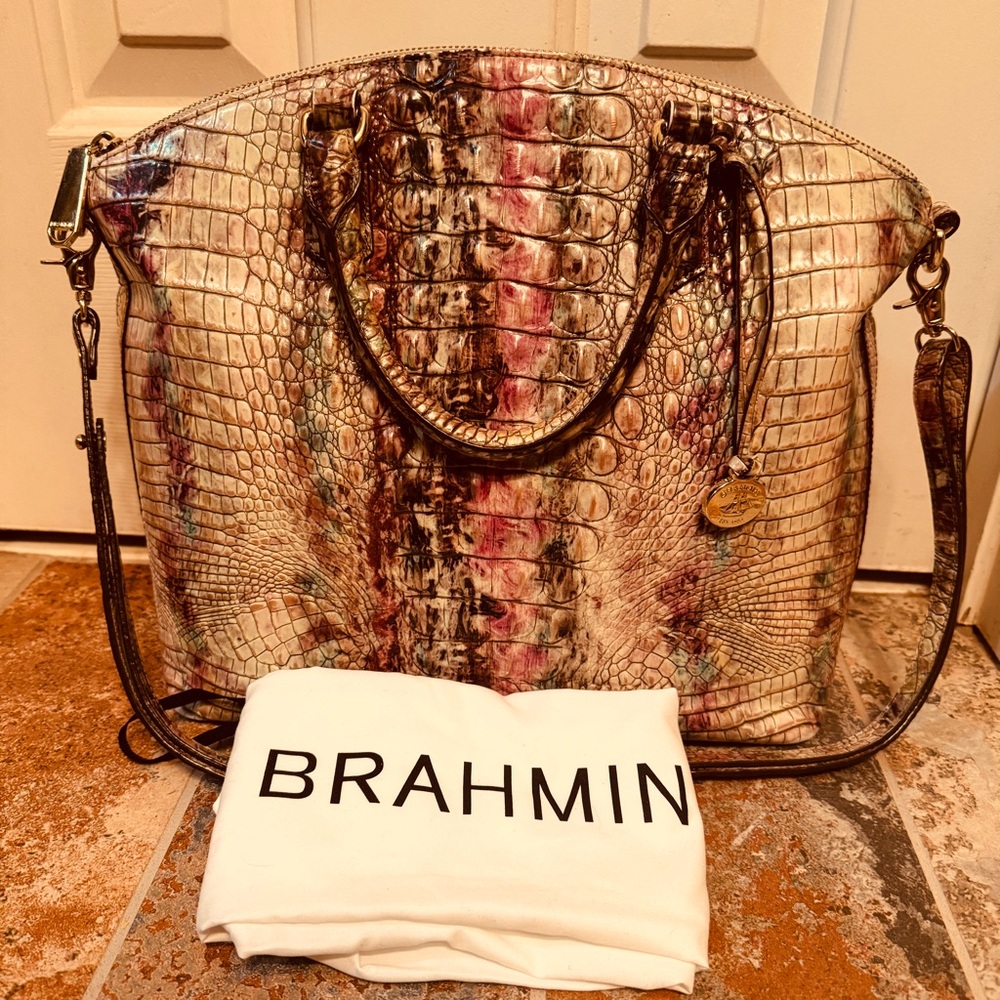 SALE PRICE! Brahmin Amethyst Large CrocEmbossed Leather Duxbury/Shoulder Strap!